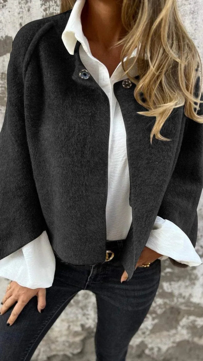 Sloane - Round Neck Long Sleeve Wool Coat