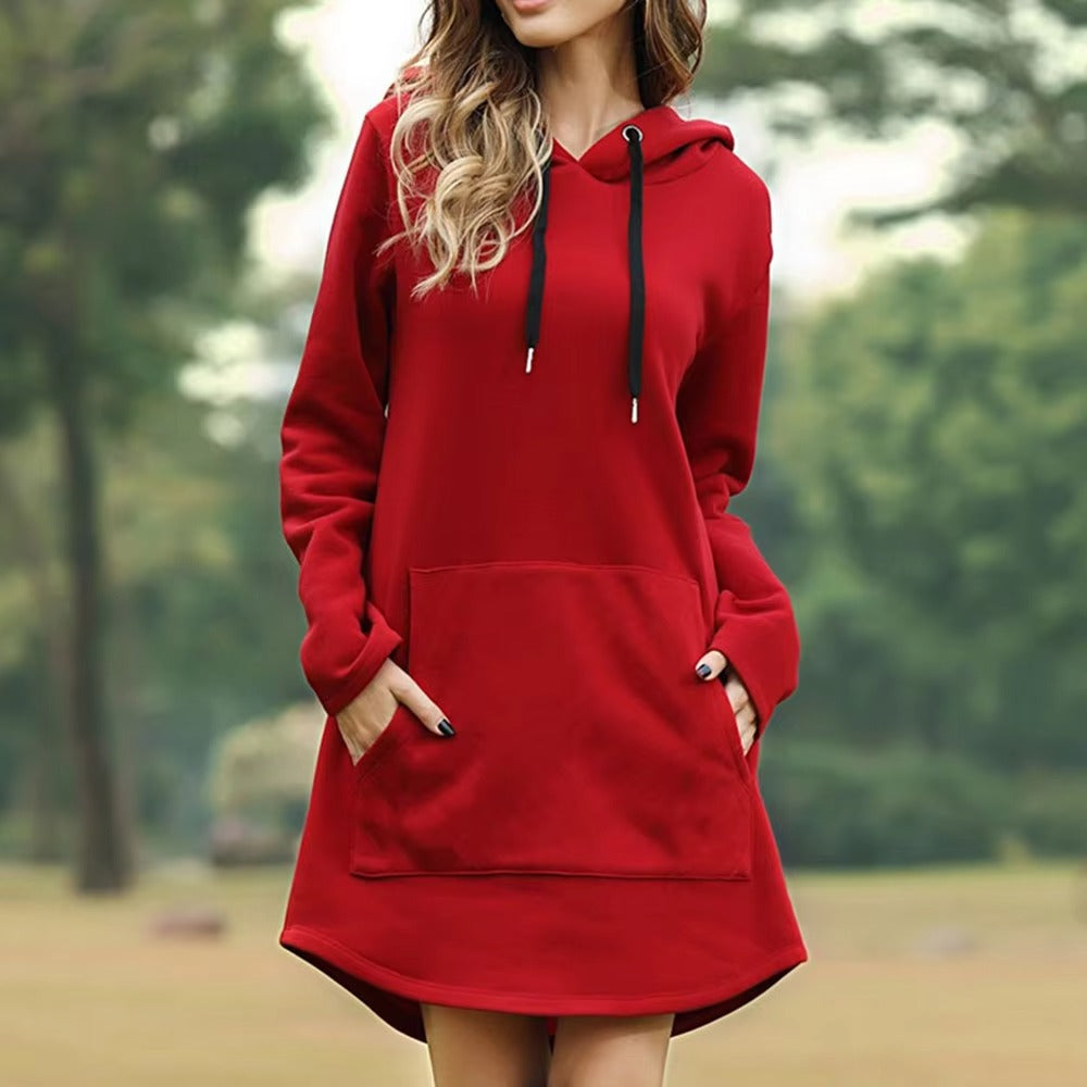 Casual hoodie dress for women, combining comfort and style for everyday wear.