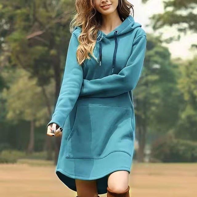 Casual hoodie dress for women, combining comfort and style for everyday wear.