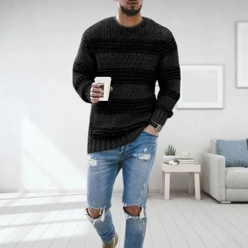 Casual knit sweater for men, comfortable and versatile, perfect for layering and everyday style.