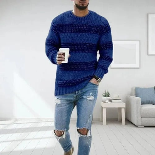 Casual knit sweater for men, comfortable and versatile, perfect for layering and everyday style.