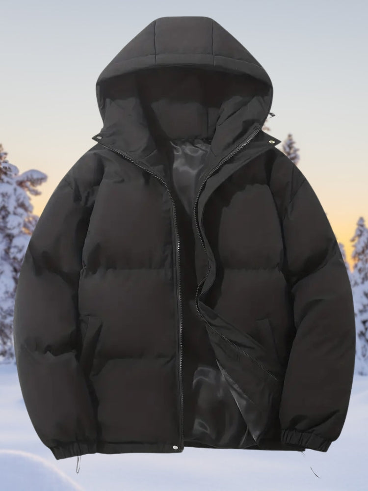 Classic winter down jacket for women, warm, water-resistant outerwear for cold weather.