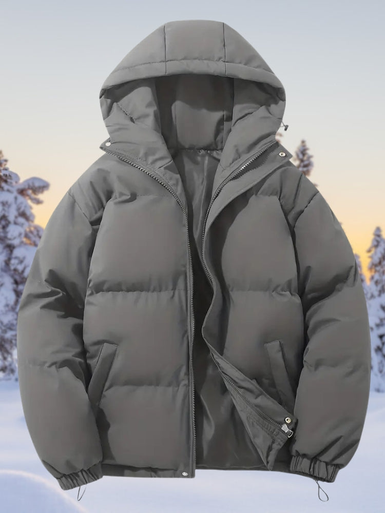 Classic winter down jacket for women, warm, water-resistant outerwear for cold weather.