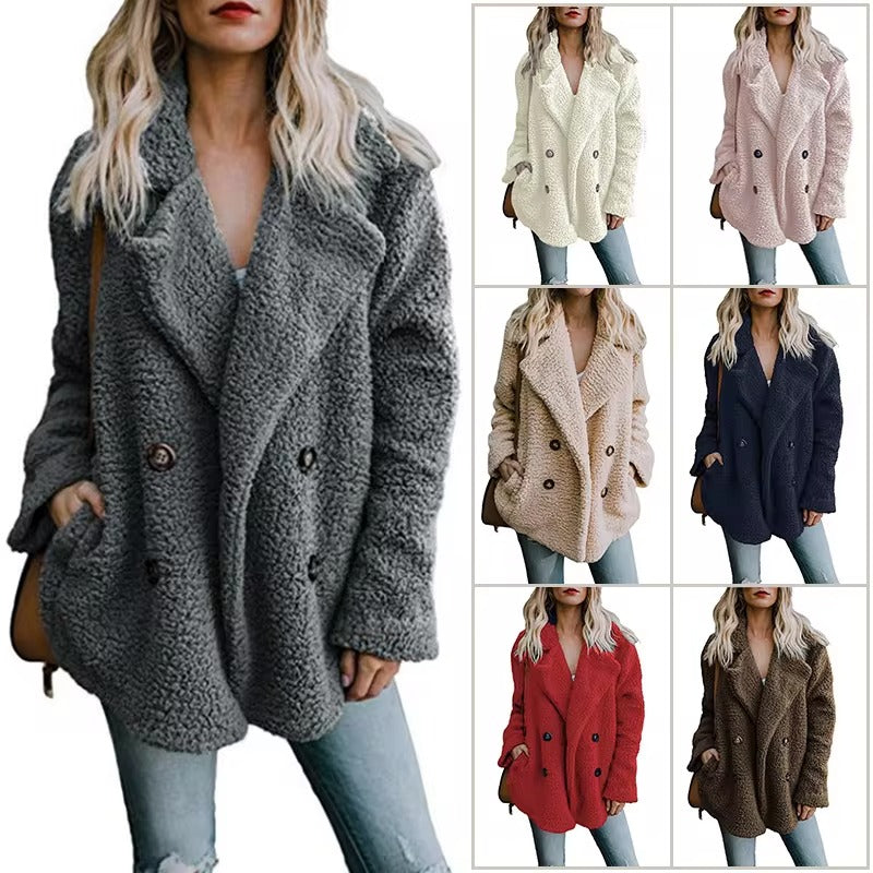 Cozy faux fur jacket for women, providing warmth and elegance for winter outfits.