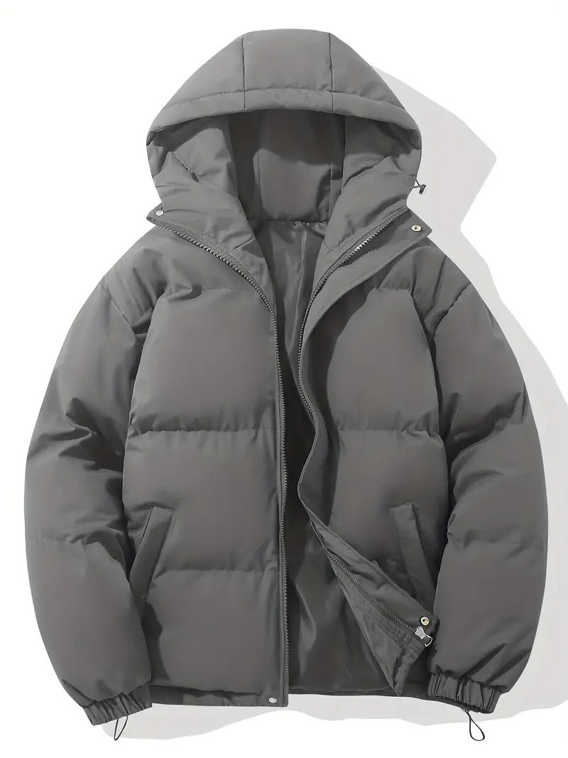 Elegant winter jacket with hood for warmth, comfort, and stylish protection against the elements.