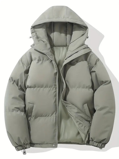 Elegant winter jacket with hood for warmth, comfort, and stylish protection against the elements.