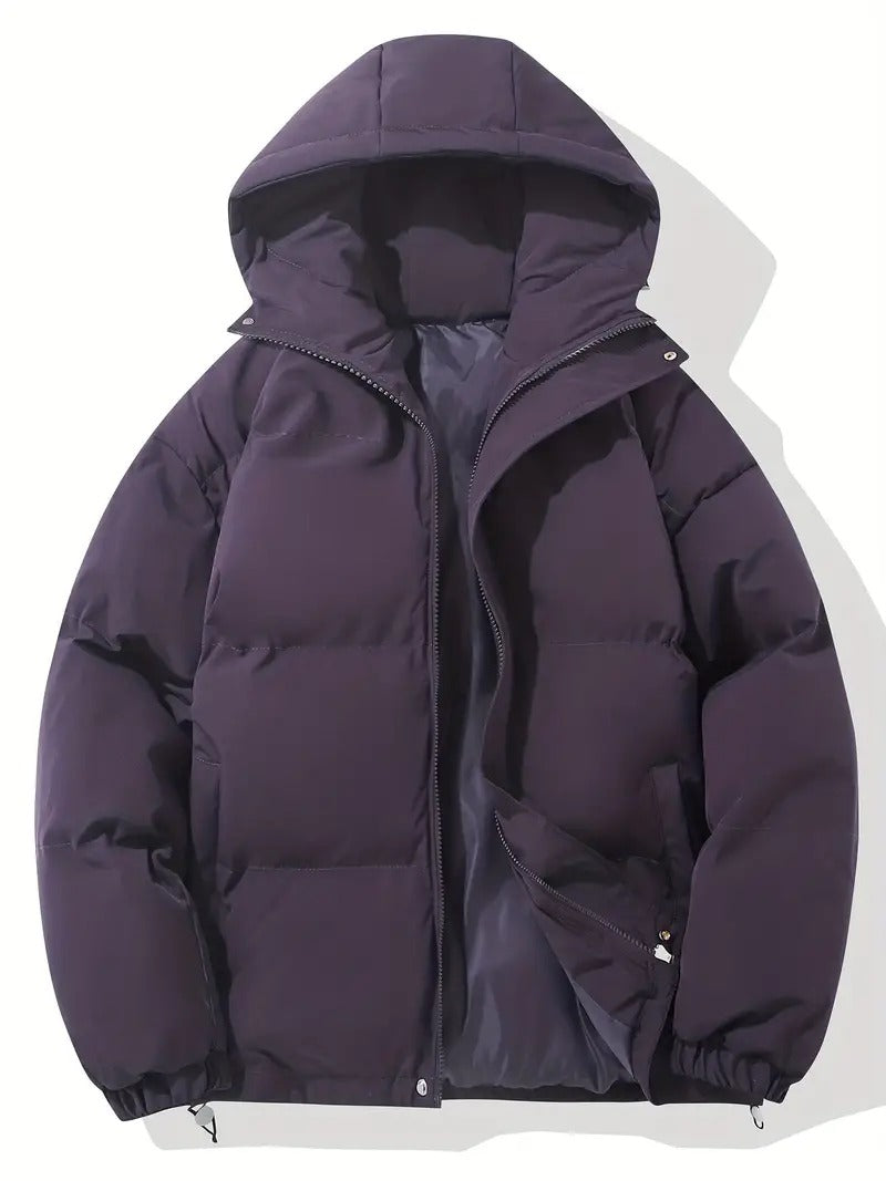 Elegant winter jacket with hood for warmth, comfort, and stylish protection against the elements.