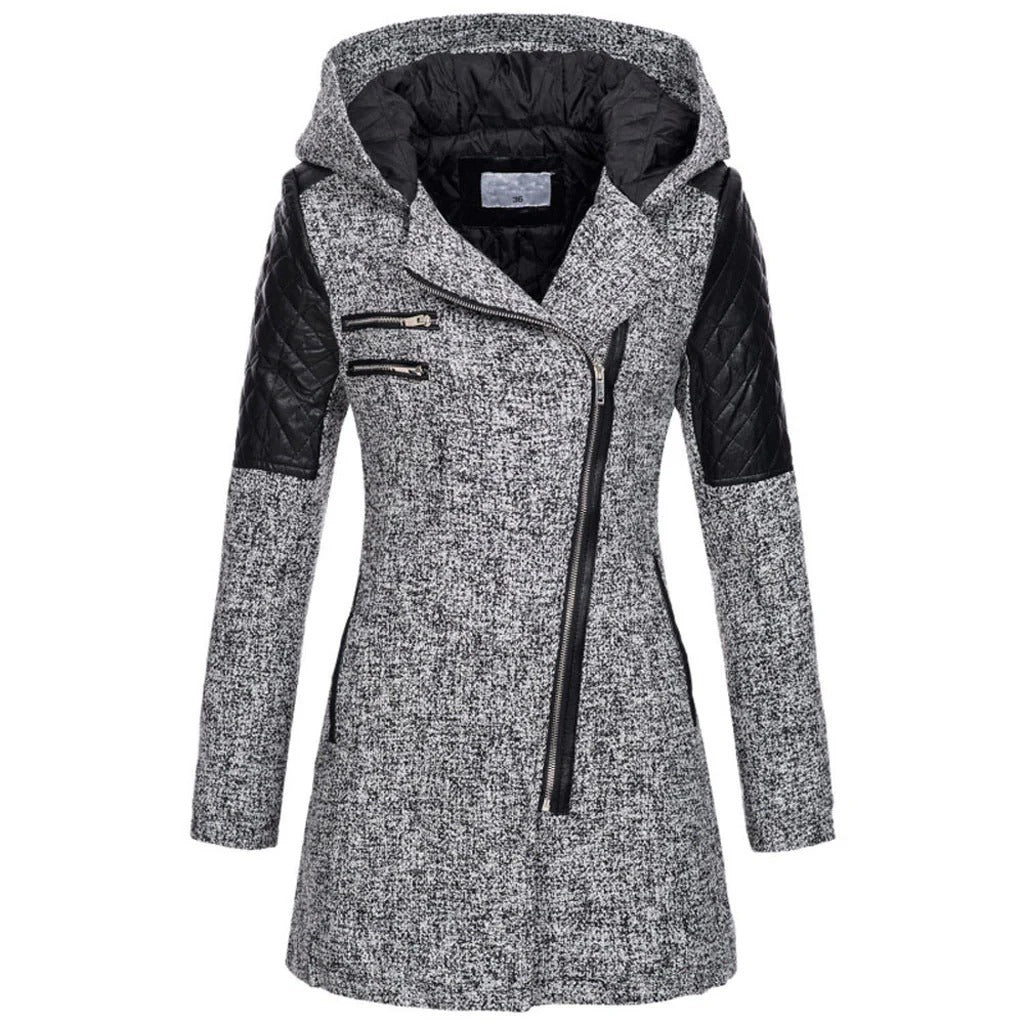 Elegant winter jacket for women with insulated fabric and tailored fit for warmth and style.