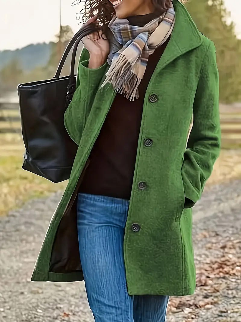 stylish autumn and winter coat, perfect for cold weather outings.