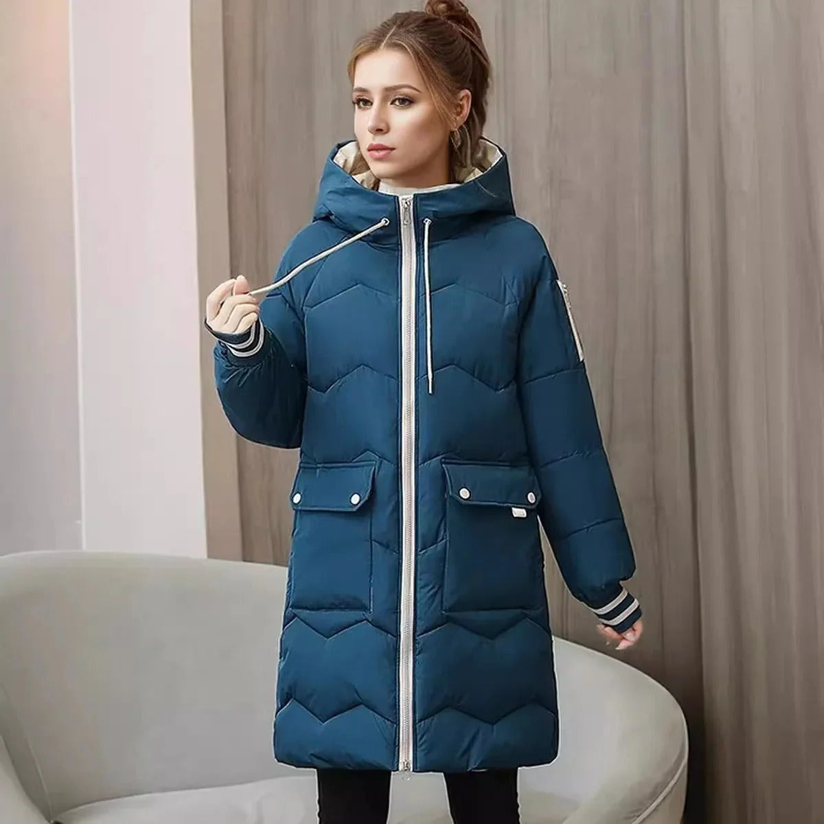 Warm Jacket with Hood for Women, perfect for chilly days and outdoor adventures.