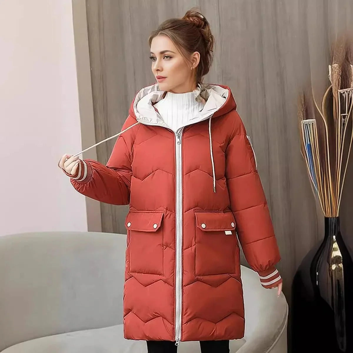 Warm Jacket with Hood for Women, perfect for chilly days and outdoor adventures.