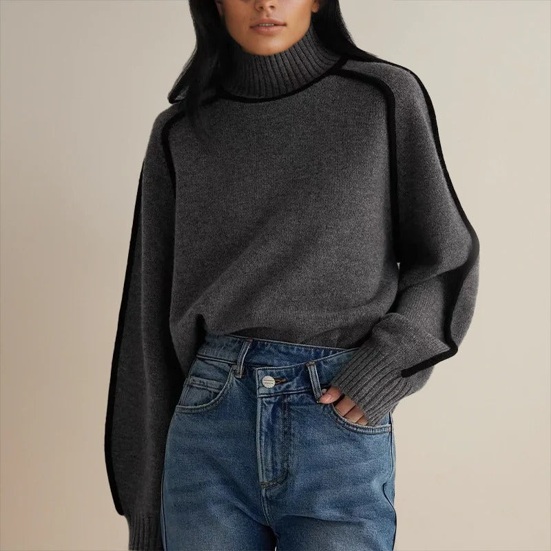 Warm turtleneck sweater for women, cozy and stylish knitwear for colder weather.