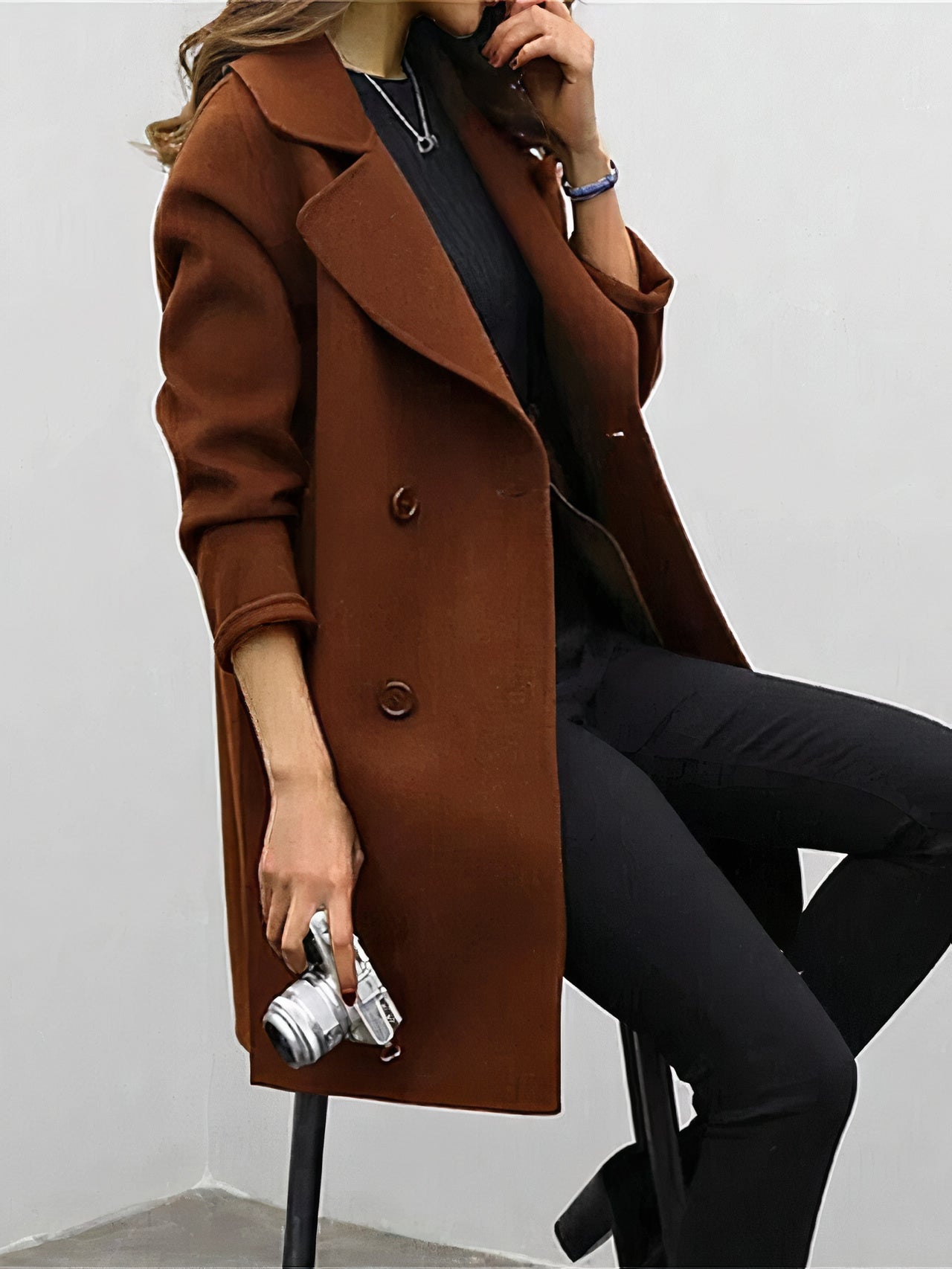 Warm wool jacket for women, ideal for stylish winter layering.